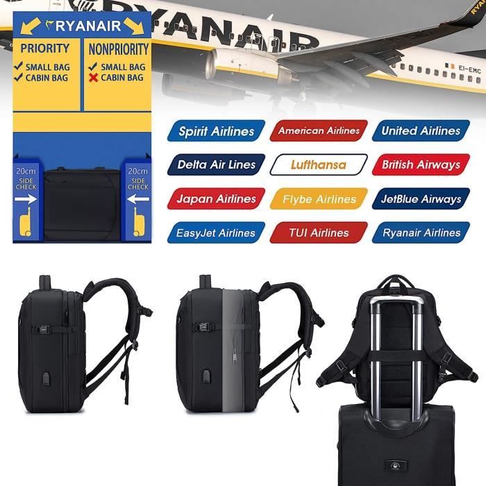 avion cabine voyage sac à dos 40x20x25 valise cabine ordinateur