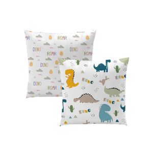 Theonoi Housse De Coussin Bébé 40x40cm - Coton Doux Motif Dinosaures - Sans Rembourrage