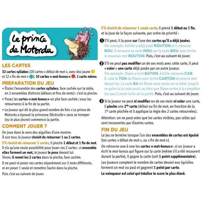 Nathan le Jeu du Prince de Motordu Brettspiel Lernen