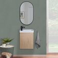 Ensemble meuble lave-mains LISA décor chêne avec miroir ovale Bois Clair 21,5 cm-0