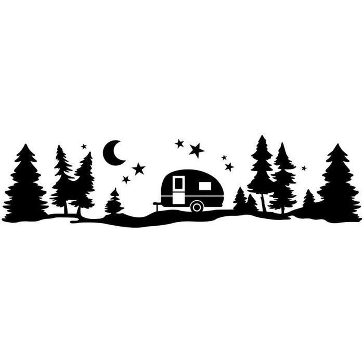 Autocollant Carrosserie Voiture Motif Boussole Et Cerf - 140x58 Cm, PVC, Pour Camping-car, Voiture, Caravane - Déco Extérieure