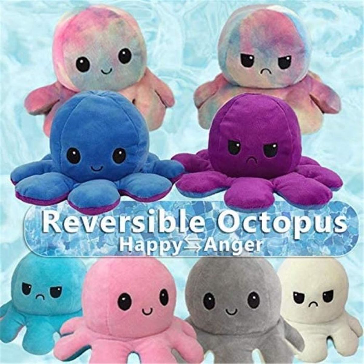 Amis Bleu Clair + Bleu Peluche Poulpe Double Face N//H Peluche Poulpe pour Enfants poup/ée Poulpe r/éversible Douce et Mignonne