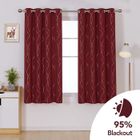 Deconovo Lot de 2 Rideaux Occultant D'isolation Thermique Anti Froids et Chaleur Motif de Lignes 140x138cm No?l Rouge