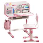 WIRLSWEAL Ensemble de bureau et chaise - Bureau enfant avec chaise - Multifonctionnel - Réglables en hauteur - Motif de dessin animé - Rose
