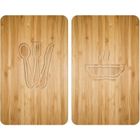 WENKO Protection plaque de cuisson, couvre plaque de cuisson en verre "Lunch", Lot de 2, verre trempé, 30x52 cm, multicolore