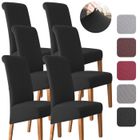 MULISOFT Lot de 6 Housses de Chaise grande taille épaissi et élargi extensible universelle, Avec bande élastique - Noir