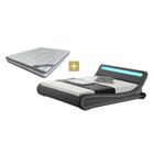 DFM Ensemble Soon Lit LED design 140x190 Gris + Matelas mousse à mémoire de forme 24 cm