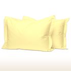 100% coton Lot de 2 taies d'oreiller rectangulaires 50x75 Moelleux Jaune avec cadre de 5 cm, satin coton mercerisé 400 fils Pizuna