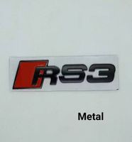 Logo RS3 Noit Mat Badge Emblème Audi RS3 Autocollant Hayon Arriere Metal 11,1x3,1Cm Decoration vehicule