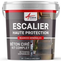 Béton Ciré Escalier - Kit Complet avec primaire et vernis ARCANE INDUSTRIES Flanelle - Gris fonce - kit 2 m² (2 couches)