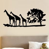 Sticker Décor Afrique arbre et girafes  (60x139 cm) NOIR AFRI003