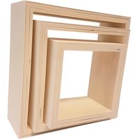 Lot de 3 étagères en bois carrées à customiser - Marque - Modèle - Beige - Verni