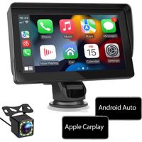 Autoradio HD 7", écran Tactile Portable avec Apple CarPlay et Android Auto, avec WiFi/Mirror Link/Bluetooth/AUX/Caméra Recul