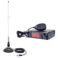 Paquet Radio CB PNI Escort HP 9001 Pro ASQ réglable, AM-FM, 12V, 4W + Antenne CB ML100, 26-30MHz, 250W, 100cm, Aimant 125mm Inclu