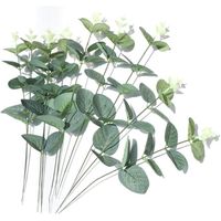 Lot de 10 feuilles d'eucalyptus artificielles - Tige réaliste - Pour bouquet de mariage, décoration d'intérieur