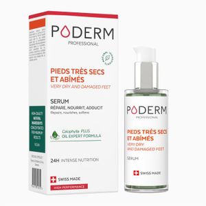 SOIN MAINS ET PIEDS PODERM • PIEDS TRÈS SECS ET ABÎMÉS • Nourrit pendant 24h • Des pieds visiblement réparés en 7 jours • 100% naturels • Swiss Made