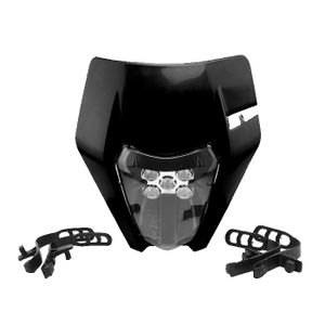 Plaque Phare Master Noir Pour Moto Cross/Enduro - Double Optique 2x20W + LED - Marque Polisport