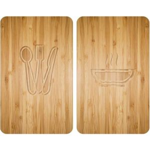 Planche à Découper De Protection Pour Plaque Induction, 60x52 Cm, Feuilles Palmier Vertes