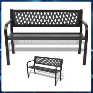 BANC D'EXTÉRIEUR qinqimall© Banc de jardin 118 cm Acier Noir Qualité Supérieure