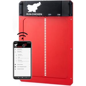 POULAILLER RUN-CHICKEN Porte Automatique poulailler (Rouge), avec Batterie, Détection de la lère, Programmable avec minuterie, Alm Porte po22