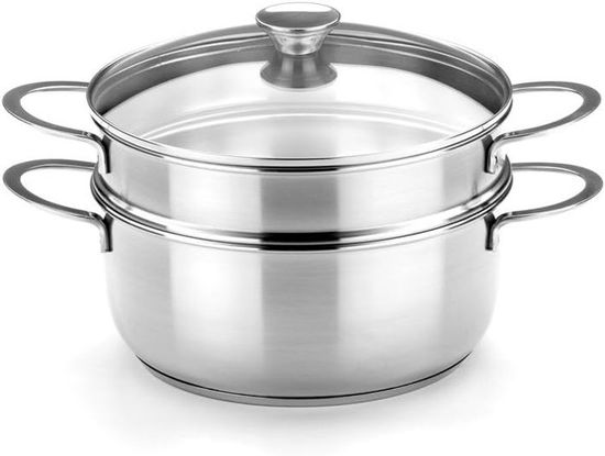 CUISINOX - Gourmet - 2 Poêles 24 Et 28 Cm Et Pierre D'argent - Poignée Fixe - Triply - Compatible Tous Feux - Acier Inox 18/10 - Sans PFAS, PTFE, PFOA - Made In France