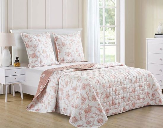 Couvre-Lit Matelassé Microfibre - Housse De Couette Décorative 150x200 Cm, Imprimé Fleurs 3D