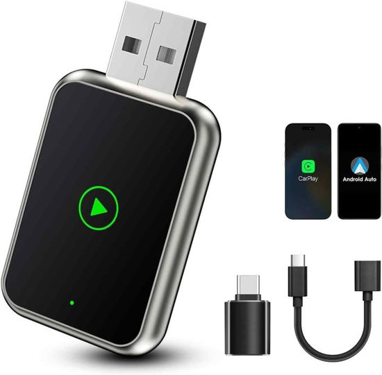 Adaptateur USB CarPlay & Android Auto Sans Fil 2-en-1 - Plug & Play Pour Voitures à Partir De 2016 (sauf Tesla/BMW) - 2