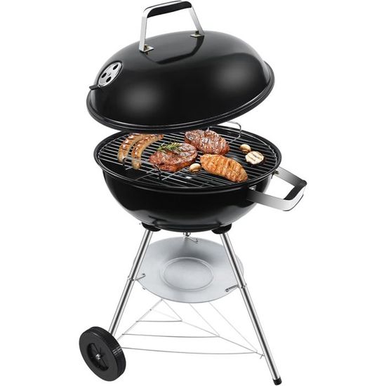 Barbecue Charbon Rond avec Couvercle et Roues BBQ Portable Barbecue — free download