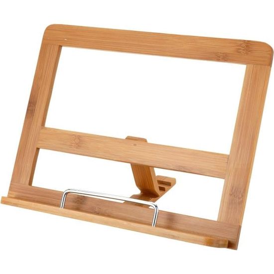 Porte-livre En Bambou Réglable - 5 Angles - Support Pour Livre De Cuisine, IPad, Partition - Design élégant