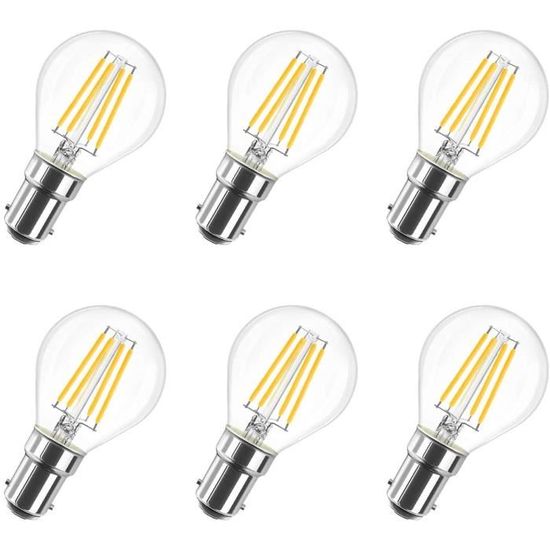LVWIT 4W B15 Ampoule LED Filament 470Lm Blanc Chaud 2700K Edison Vintage Ampoule Halogne 40W NonDimmable Paquet de 6[6231]