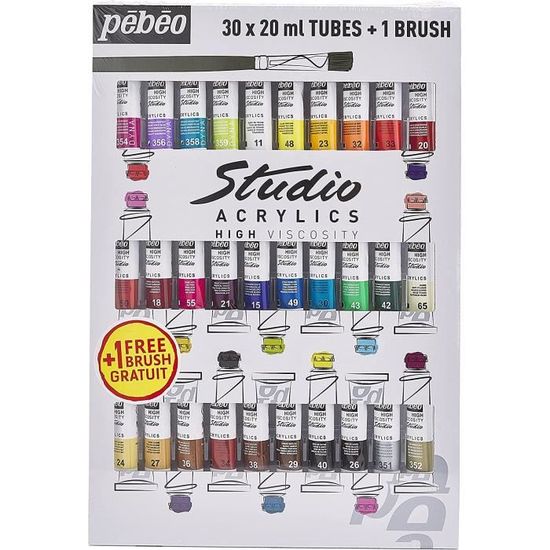 Assortiment Peinture Acrylique Pébéo - Studio Acrylics - 24 x 12 ml -  Cdiscount Beaux-Arts et Loisirs créatifs