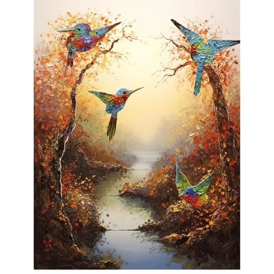 Bimkole 5D Diamond Painting DIY Kits Hutte Forêt, Paysages Peinture D'art Diamant Kits Résine