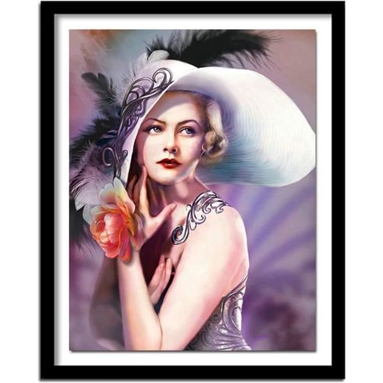 DCIDBEI 40x50CM Beauté Exotique Diamond Painting Carré Square, DIY Peinture Diamant Enfants, Mosaïque Tableau Strass Diamant Adultes Loisirs Créatifs Autocollant-Femme Africaine