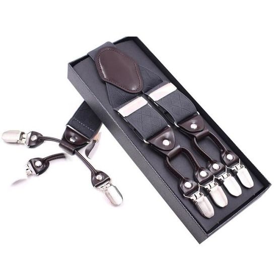 Bretelles Réglables Homme Avec 3 Clips - Largeur 2.5cm, Ensemble Avec Noeud Papillon (Jaune) - 5