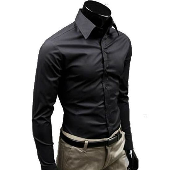 Chemise Satin Noir Homme Chemise Homme Cintrée Slim Fashion Costard Col Noir - Cdiscount