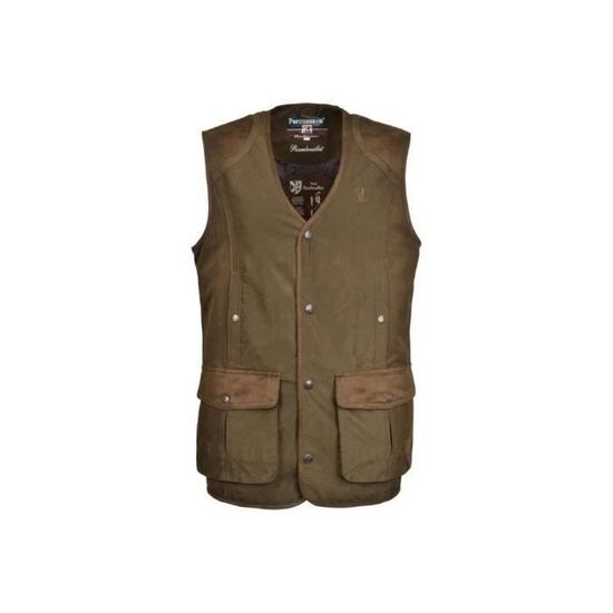 Gilet De Chasse Percussion Rambouillet Bronze - Poches Cartouchières - Carnier Détachable - Tissu Polyamide/polyester