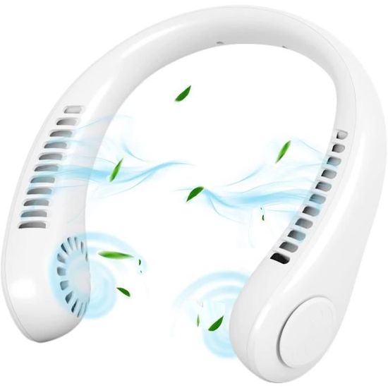 Ventilateur De Cou USB Sans Lame - Rechargeable Avec Ventilation 360° Pour Extérieur Et Bureau