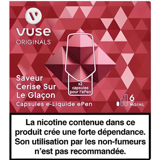 2x Capsules Cerise sur le Glaçon ePen 3 de Vype / Vuse Taux de Nicotine ...