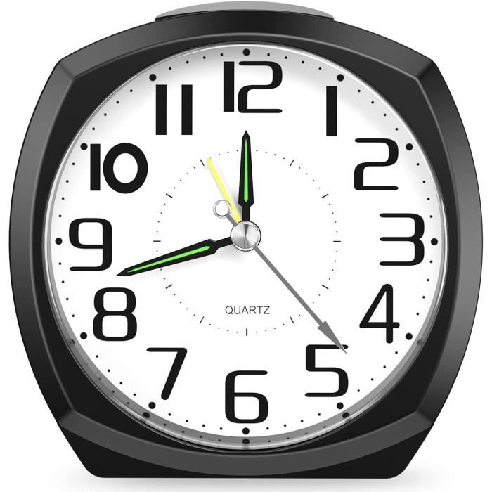 Réveil Matin Neucox Réveil Silencieux De Chevet Sans Tic-tac, Alimenté Par Piles, Réveil Analogique Simple Réveil Casio
