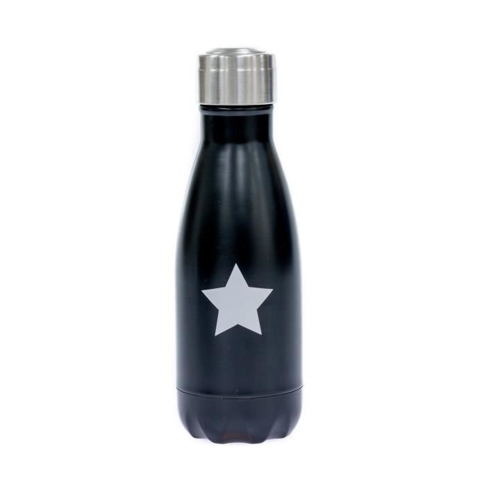 YOKO DESIGN Bouteille isotherme Star double paroi 260 ml noir étoile argentée