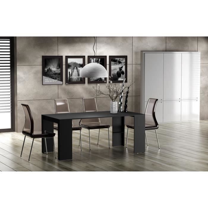 Goomy Table console extensible - Style contemporain - Noir mat - L 50 à 180 cm