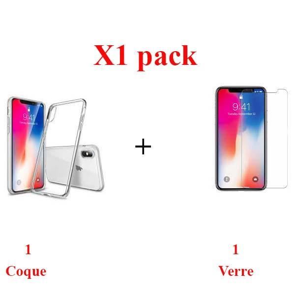 X1 pack pack film protection + coque IPHONE XR haute resistance