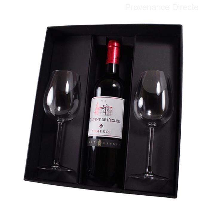 Coffret Pomerol Domaine de l'Eglise avec 2 verres dégustation