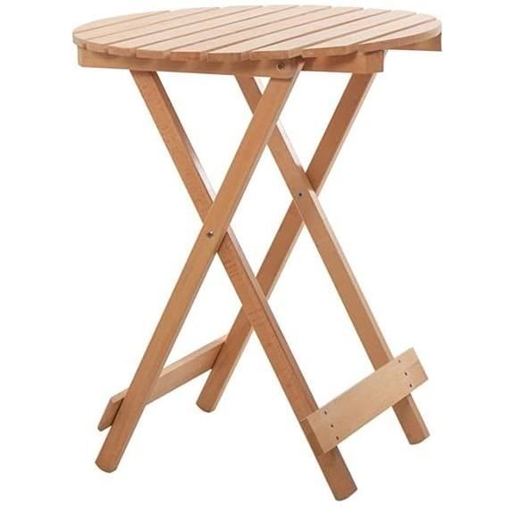 TABLE DE JARDIN Table Ronde en Bois Massif Portable Table d'appoint Pliante ext-eacute,rieure Facile Nettoyable Nettoyable Tabl894