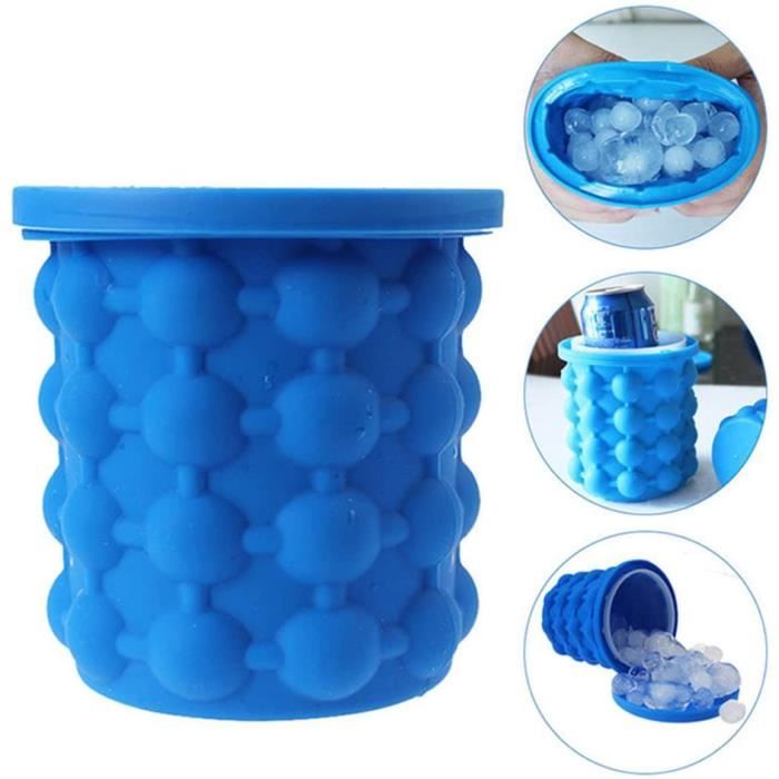 Ice Cube Bac à Glaçons, Seaux à Glace Silicone Avec Couvercle Moules à Glaçons, Ice Cube Maker Magique 120 Glacon Bac Glacon