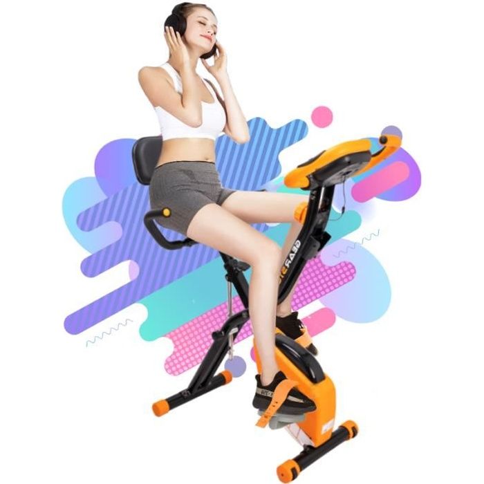 GEARSTONE Vélo d’appartement pliable CS-3, Vélo de fitness à domicile, rangement et déplacement facile, 12 niveaux de résistance