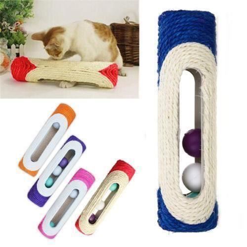 Jouet à frottoir pour chat Arbre Sisal Rouleau 3 Boules internes Amusant Couleur aléatoire