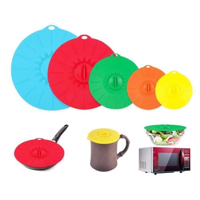 5 couvercles silicone pour aliments