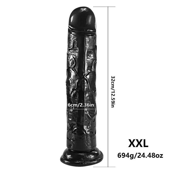 Appareil de massage,32*6 CM XXL Silicone énorme gode jouets sexuels pour femme pénis réaliste avec ventouse G Spot - Type Black XXL