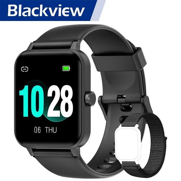 Montre Connectée Blackview R5 Smartwatch Podometre Cardio pour iOS Android Montre Sport Calories Chronomètre Fitness Tracker - Noir
